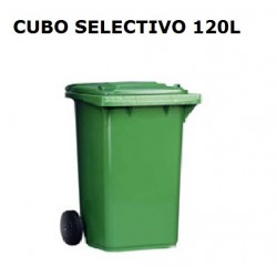 CUBO SELECTIVO CON RUEDAS Y TAPA VERDE 120L