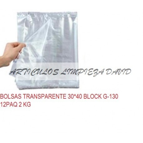 BOLSAS TRANSPARENTE 30*40 BLOCK G-130 12PAQ 2 KG