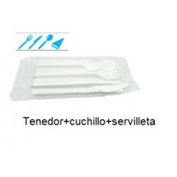 CUBI CUCHILLO+TENEDOR+CUCHARILLA+SERVILLETA 1 UNIDAD